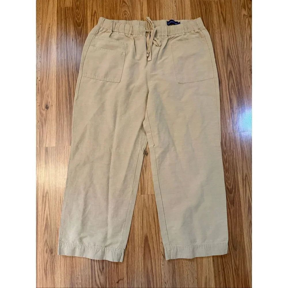 United By Blue Women's Pull On Drawstring Straight Leg Utility Pants Flax Sz XL